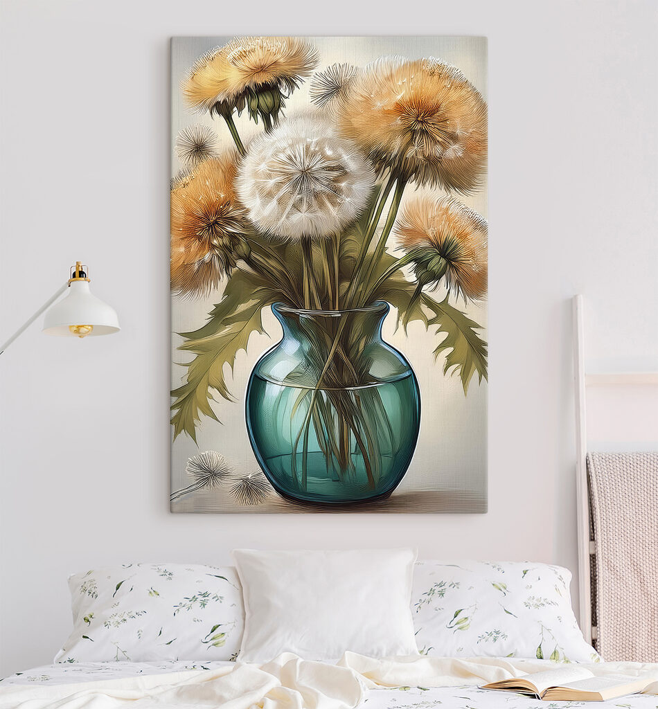 Pissenlits dans un vase — intérieur 1