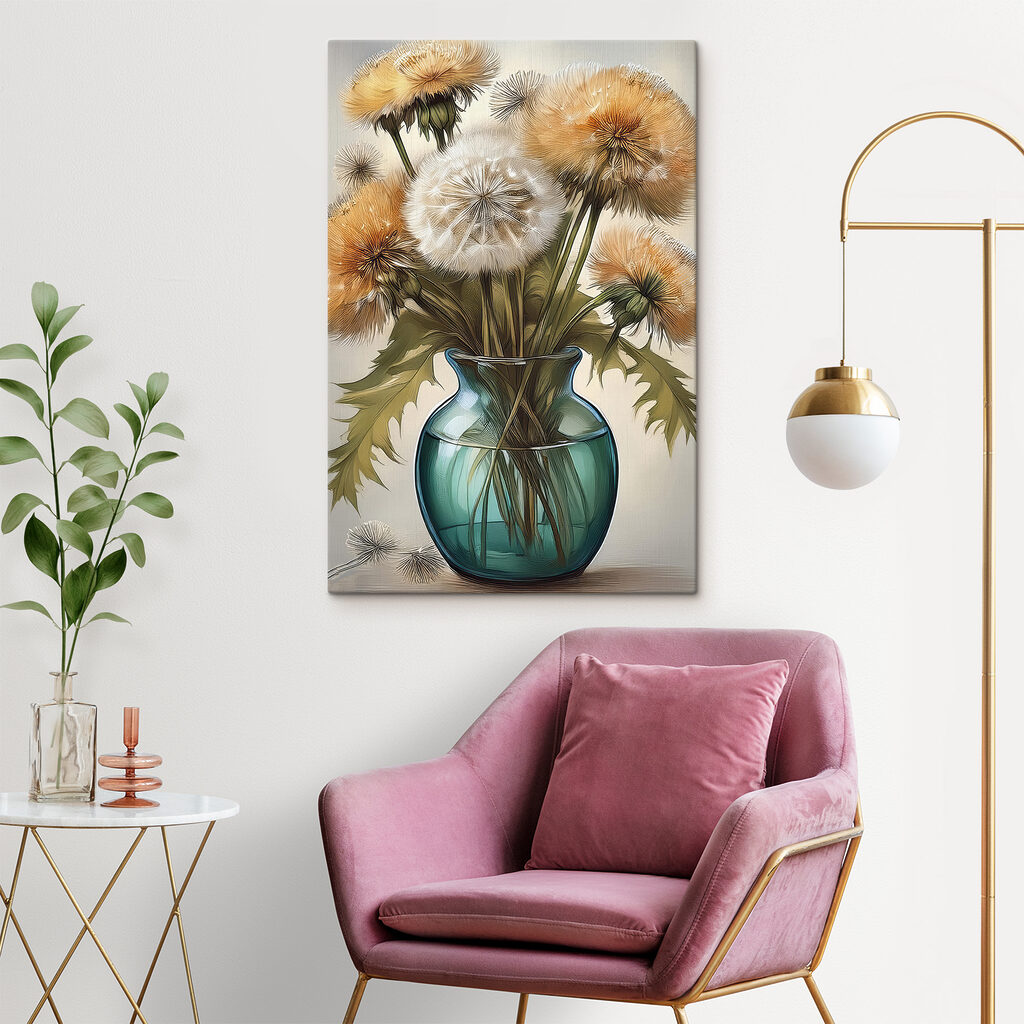 Pissenlits dans un vase — intérieur 2
