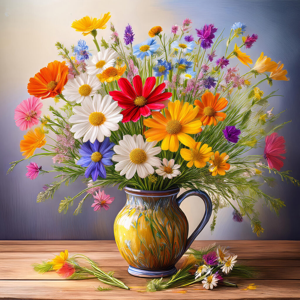 Bouquet d’été au pichet — motif complet