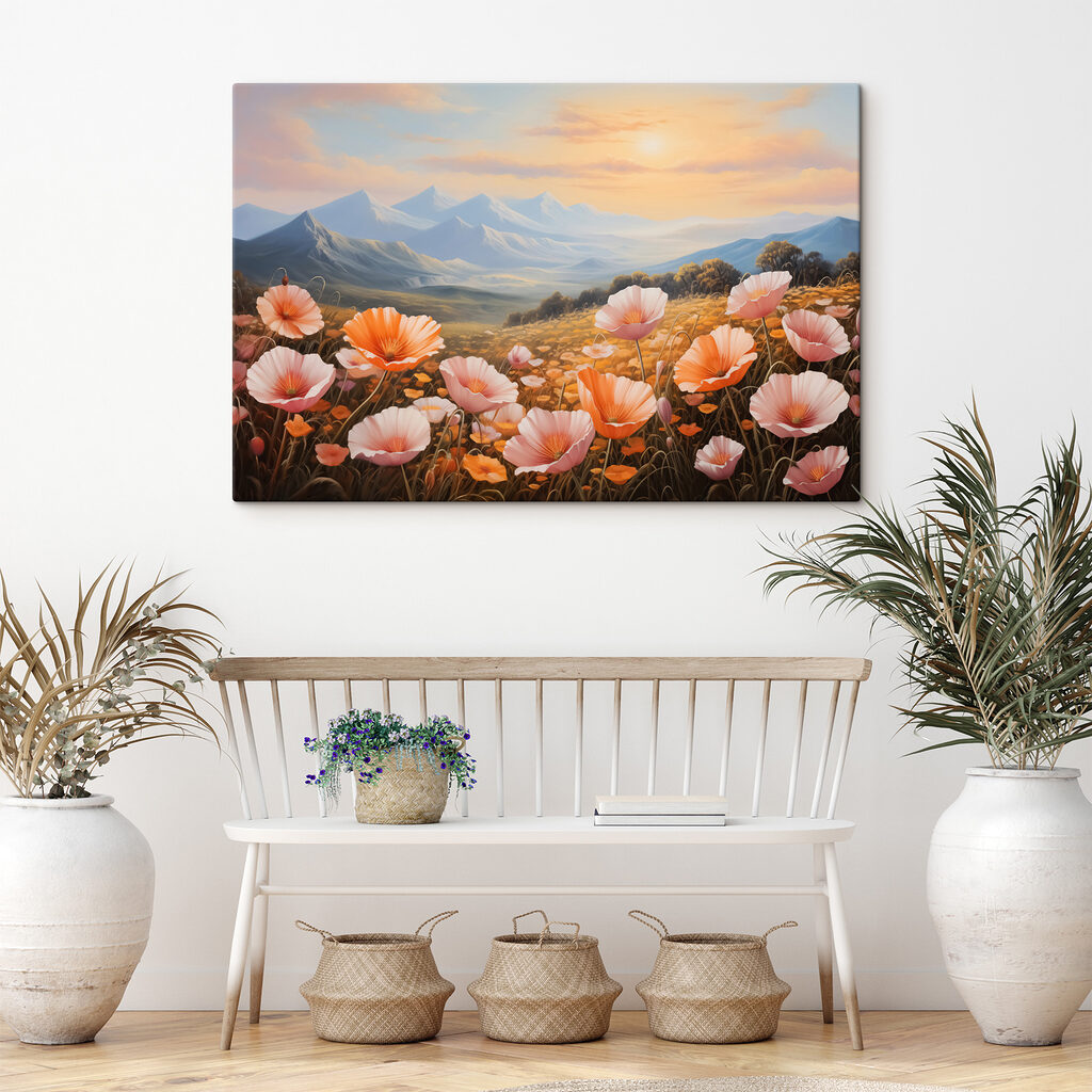 Fleurs roses et montagnes — intérieur 1