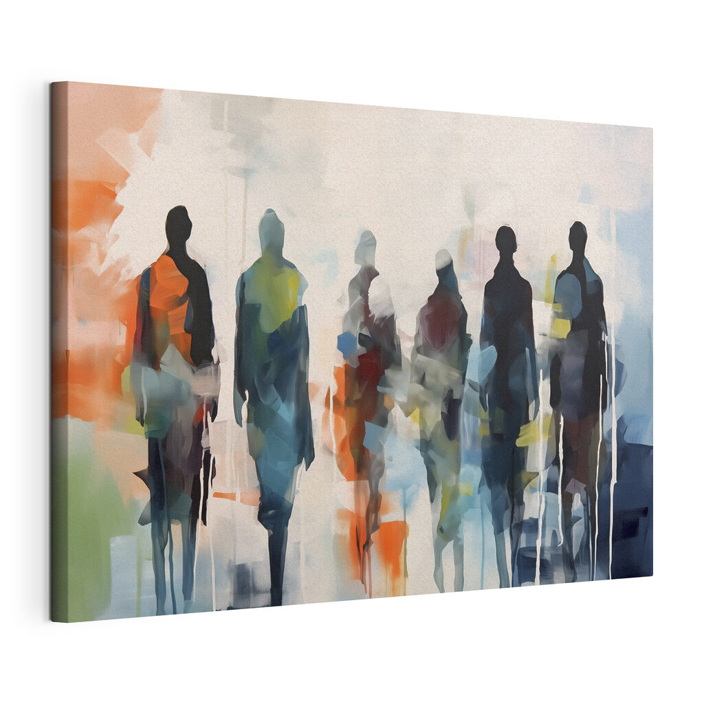 Silhouettes aux tons clairs, toile tendue et bord enveloppé