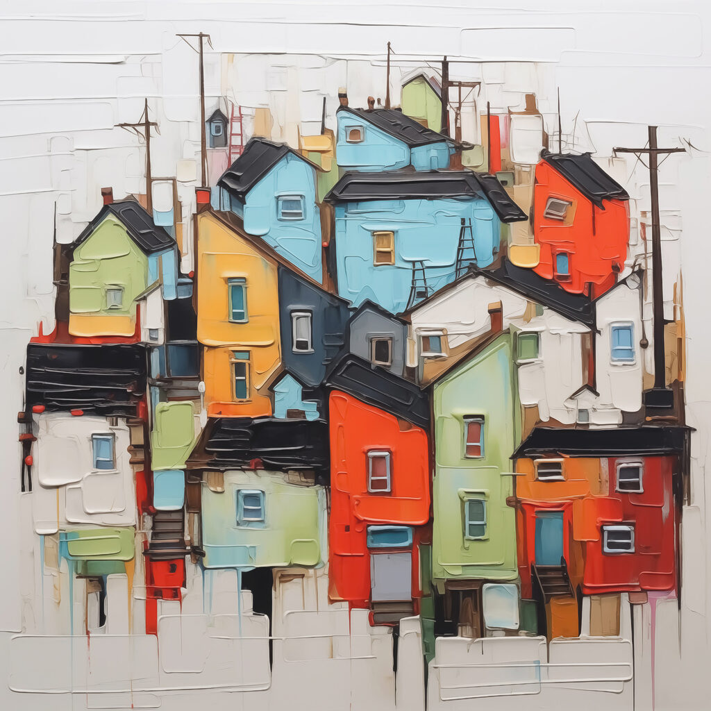 Petites maisons colorées — motif complet