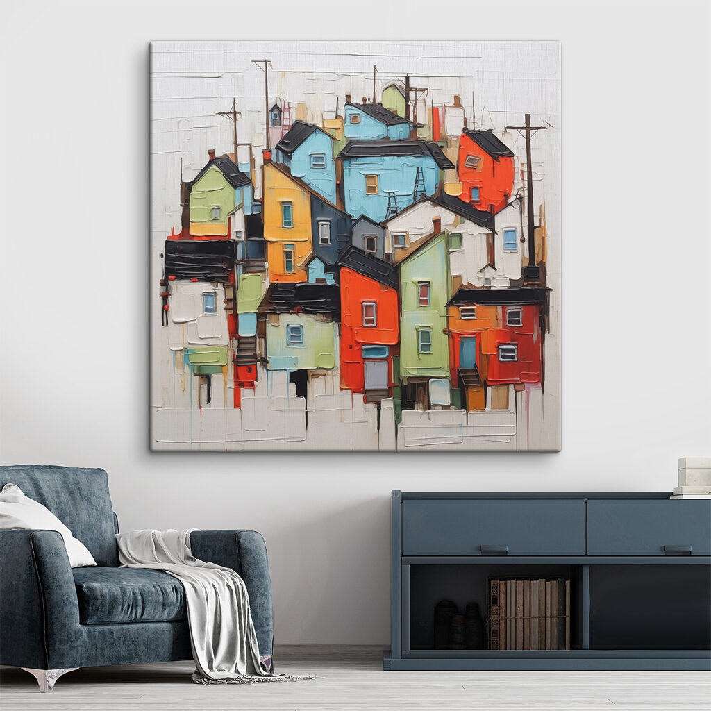 Petites maisons colorées dans un intérieur