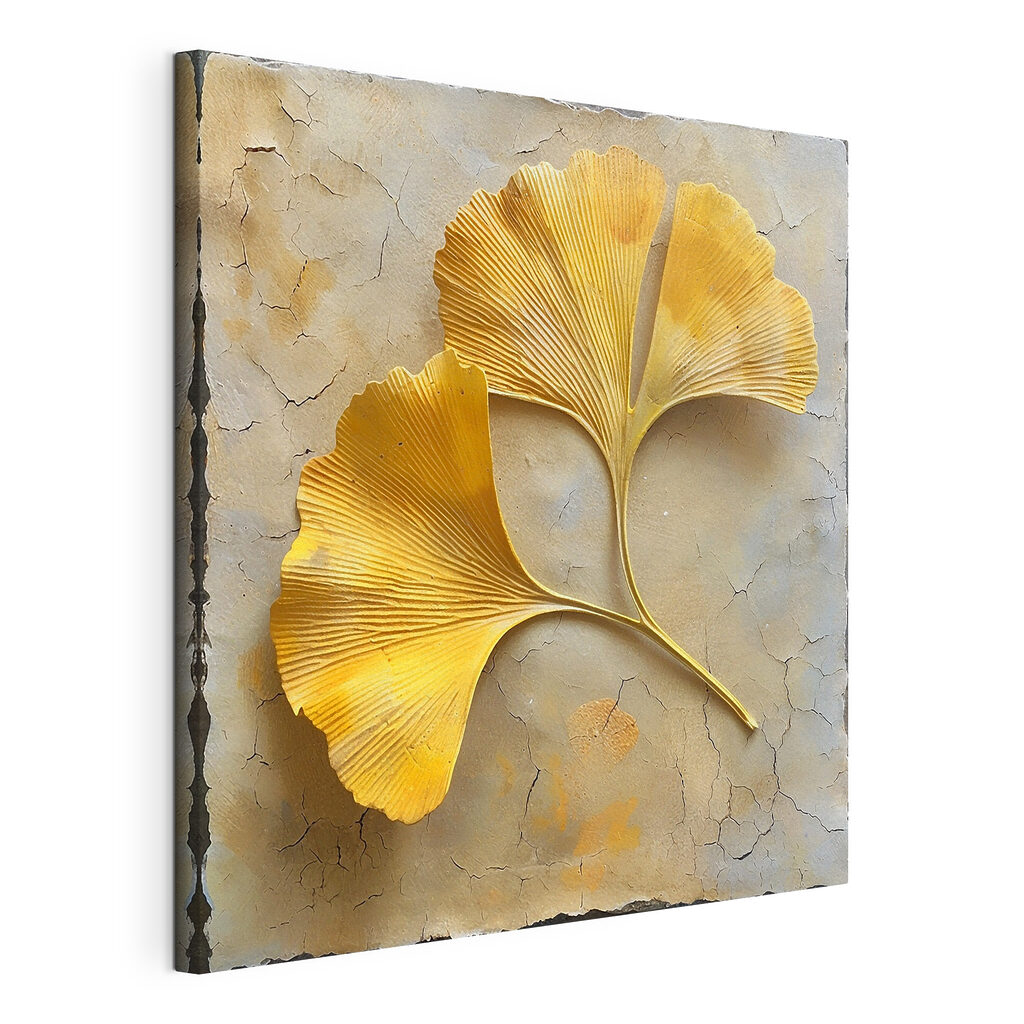 Deux feuilles jaune d’or, toile tendue et bord enveloppé