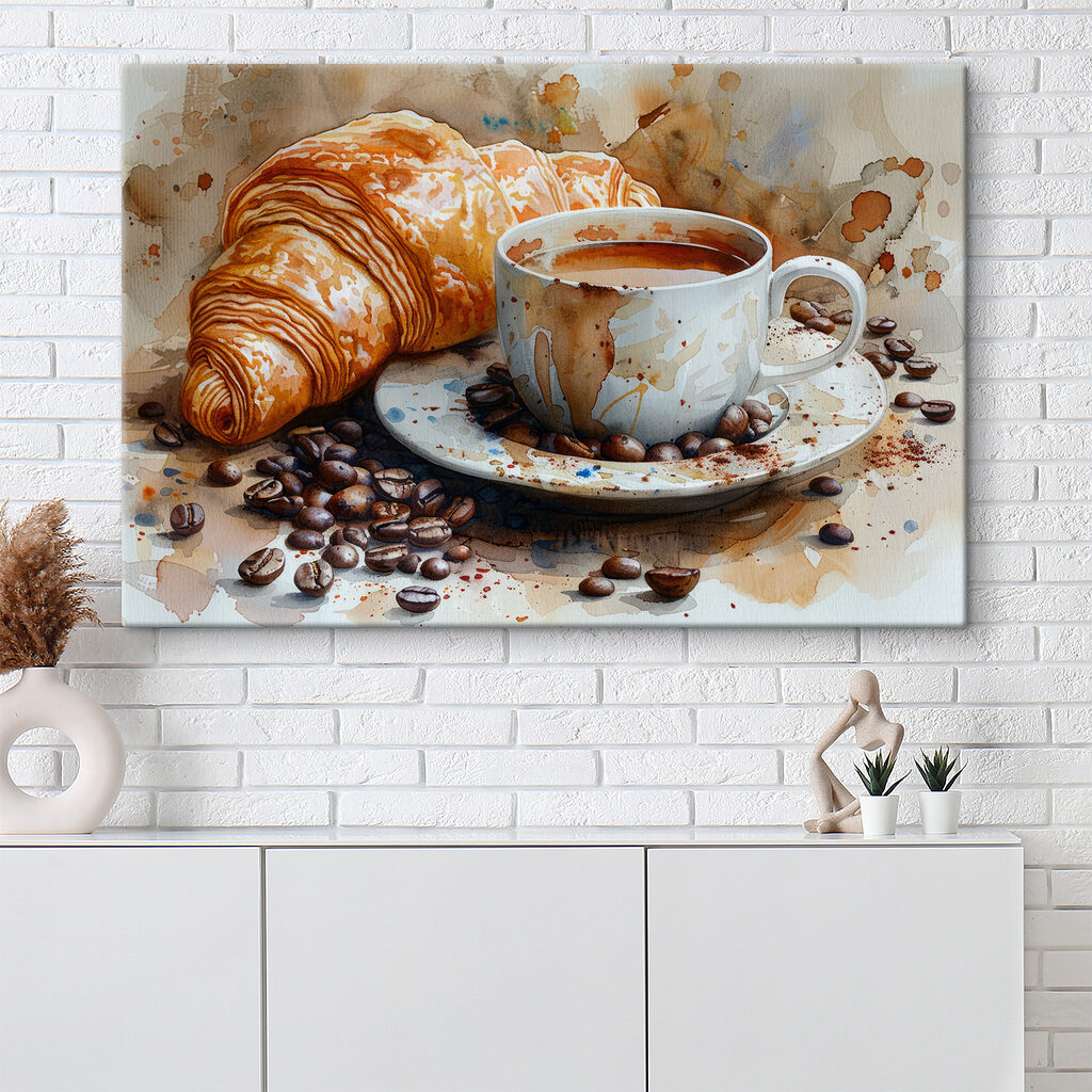 Croissant et café dans un intérieur