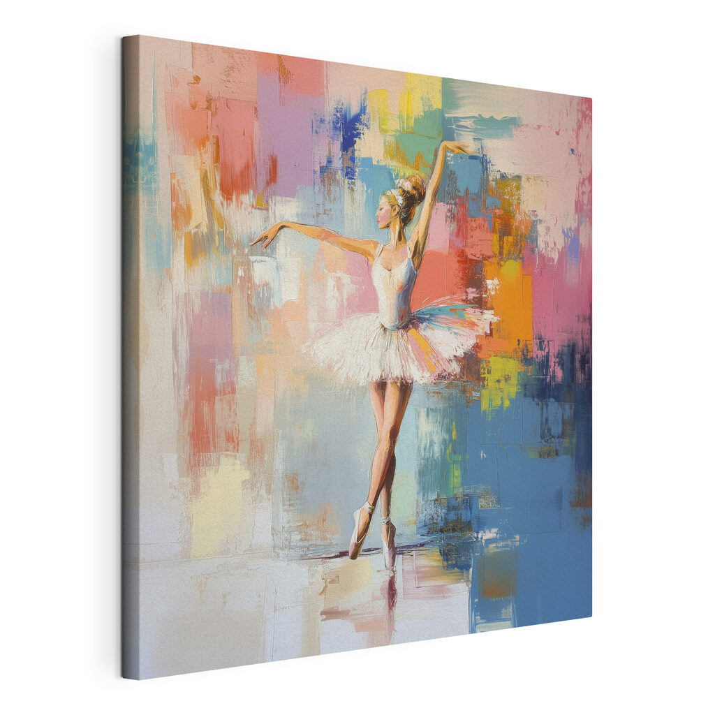 Ballerine aux reflets colorés, toile tendue et bord enveloppé