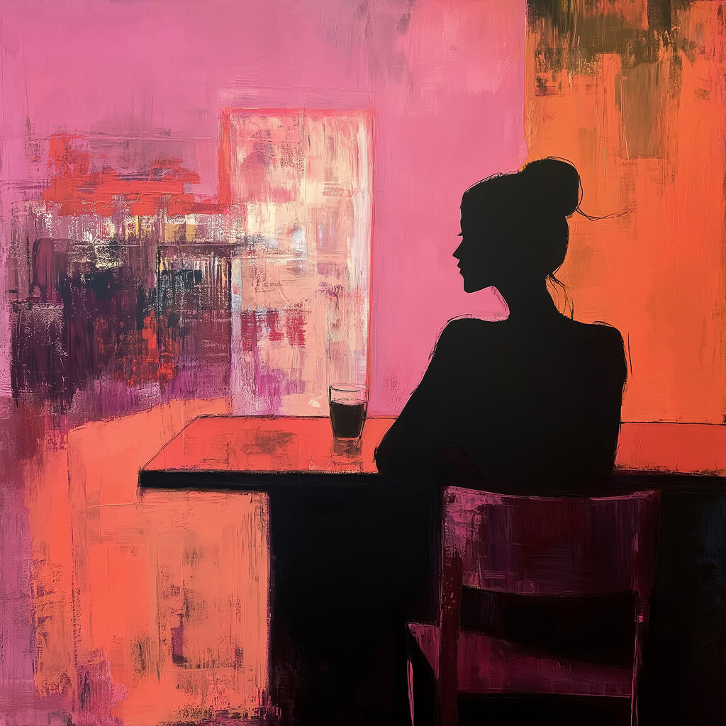 Silhouette et son verre — motif complet