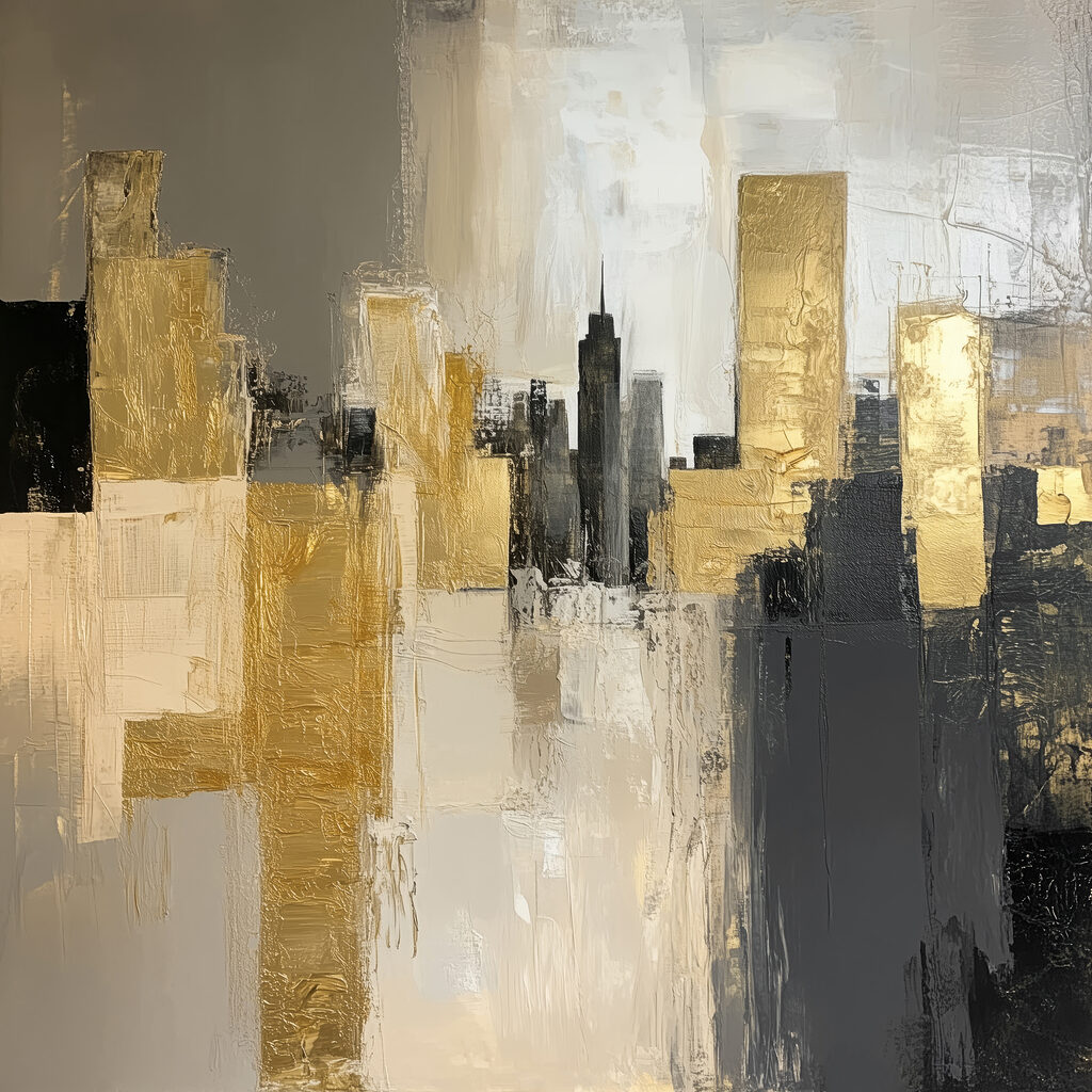 Skyline gris et or — motif complet