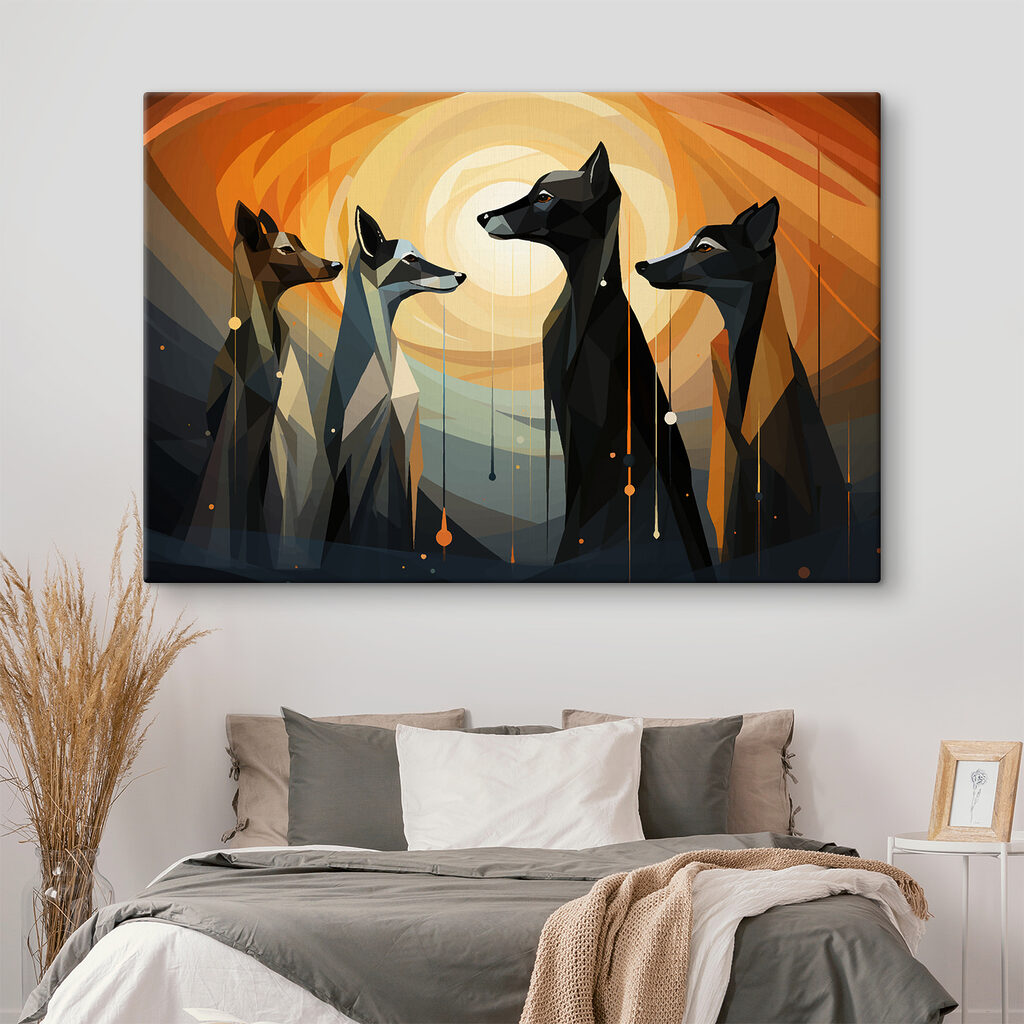 Quatre chiens au soleil — intérieur 1