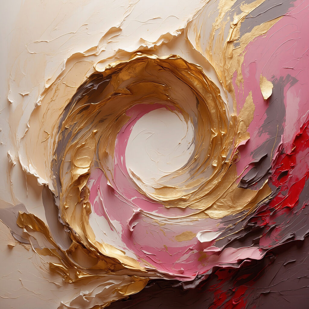 Tourbillon rose bordé d’or — motif complet