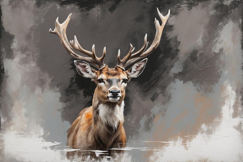Cerf aux tons feutrés — motif complet