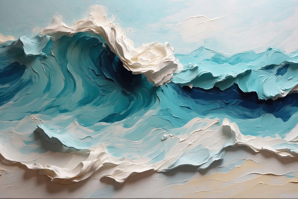 Vague turquoise qui s’enroule — motif complet