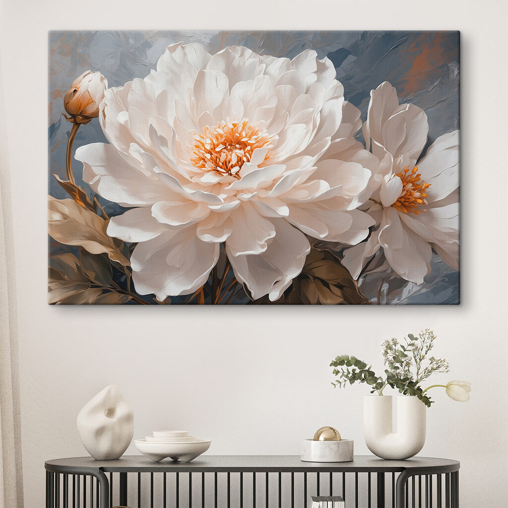 Pivoine blanche, gris ardoise — intérieur 1
