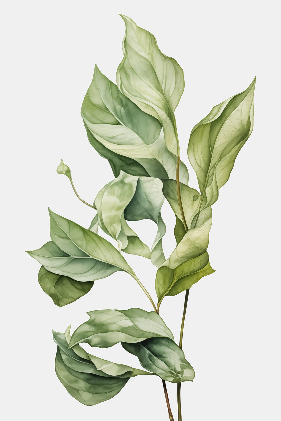 Feuilles vertes nervurées — motif complet