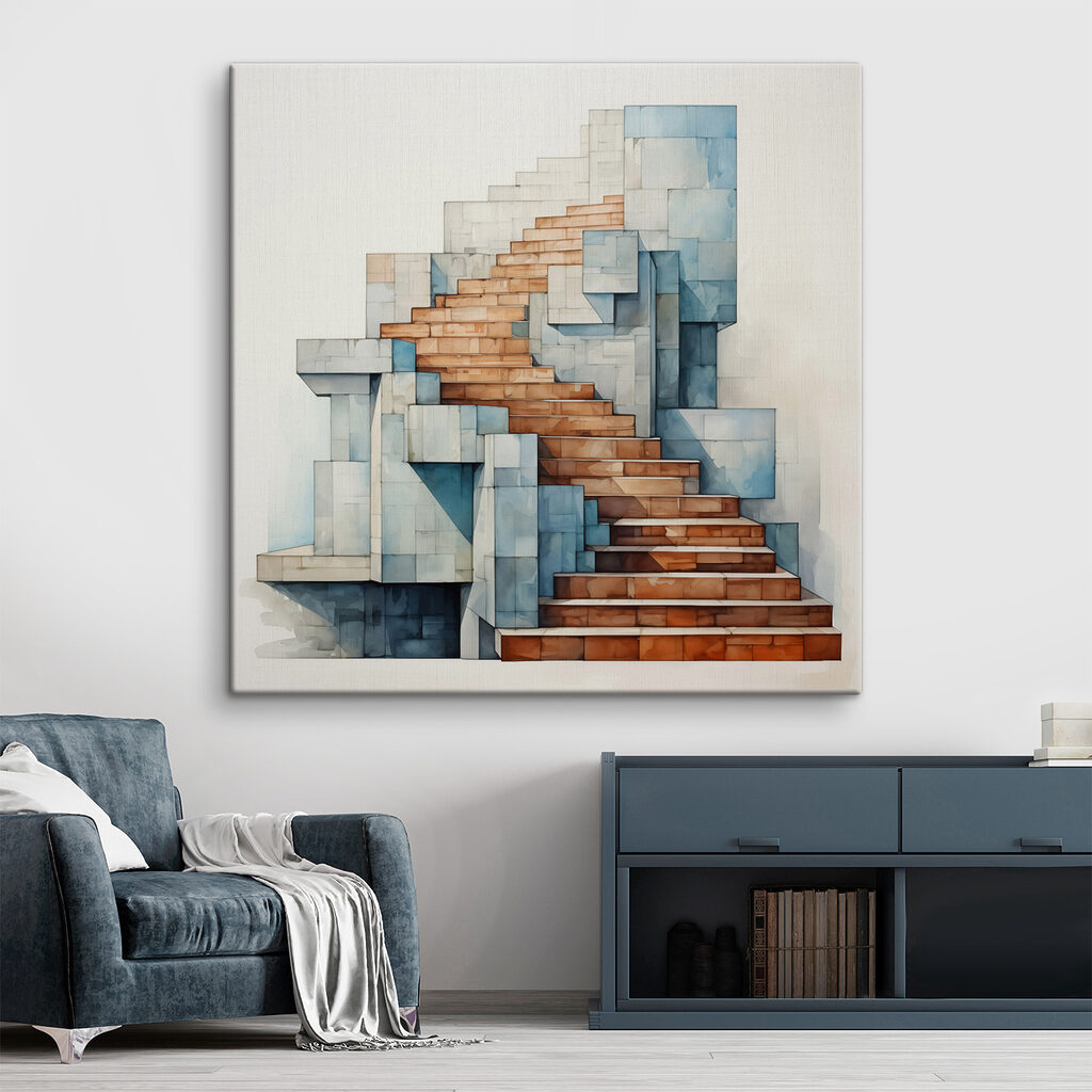Escalier en gris-bleu — intérieur 1