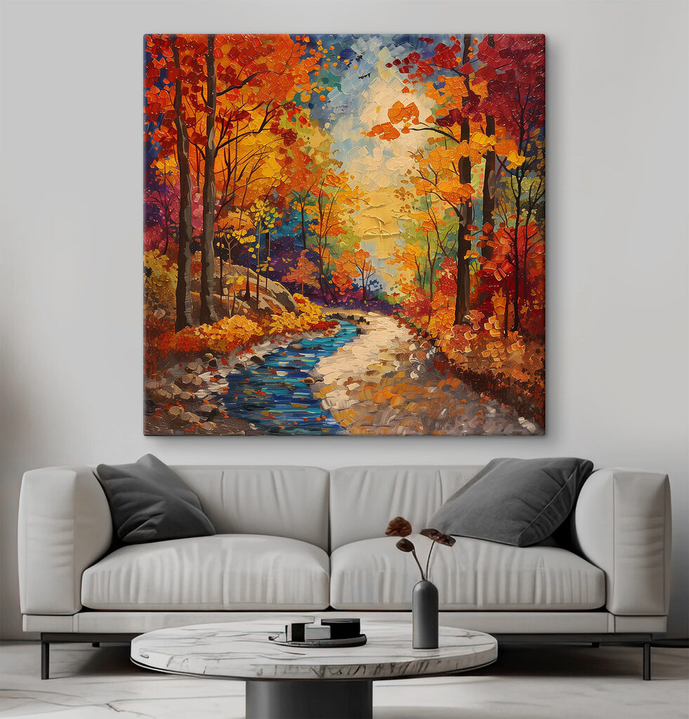 Ruisseau aux couleurs d’automne dans un intérieur
