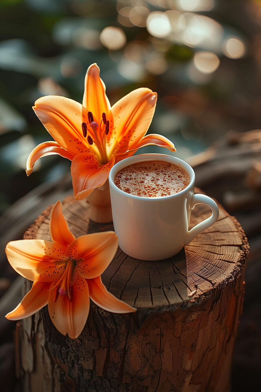 Pause café aux lys — motif complet