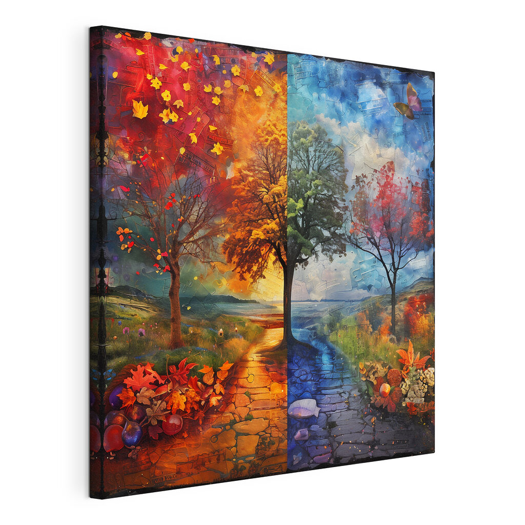 Chemin des saisons, toile tendue et bord enveloppé