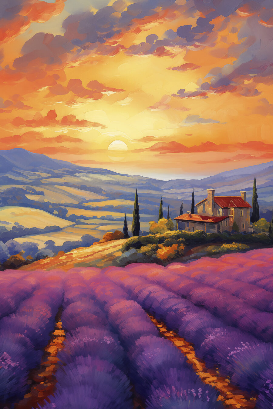 Lavande au crépuscule — motif complet