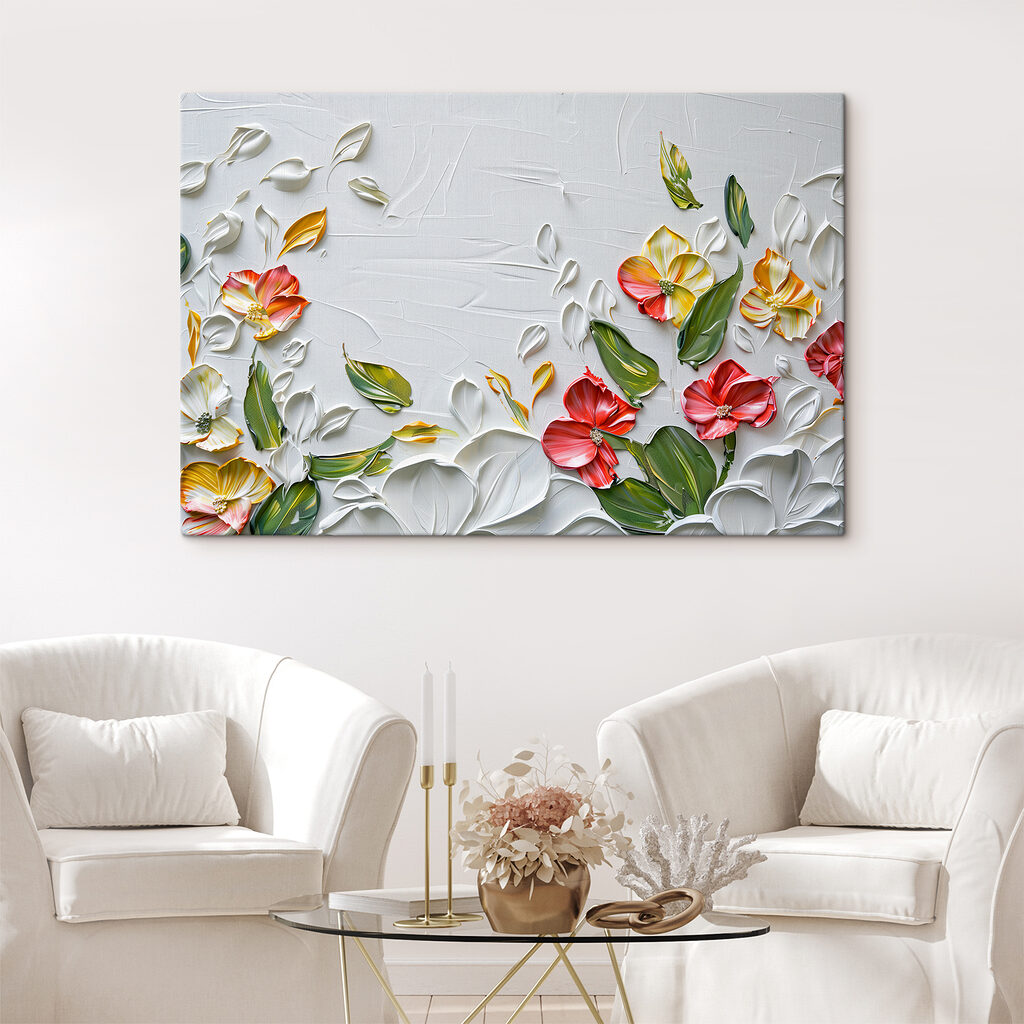 Guirlandes fleuries sur blanc — intérieur 2