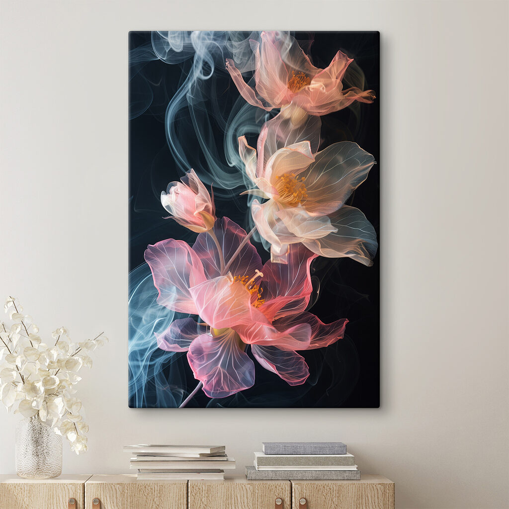 Fleurs de fumée colorée — intérieur 1