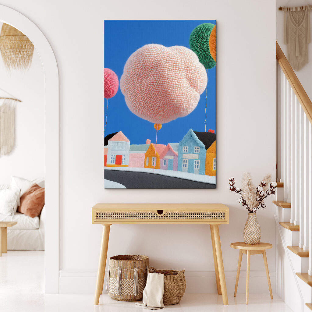 Ballon rose et maisonnettes — intérieur 2