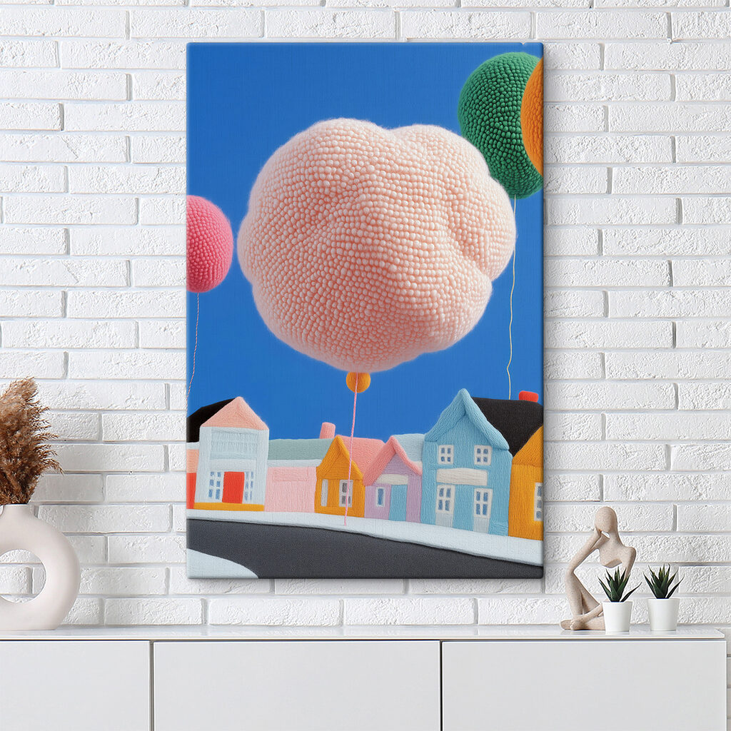 Ballon rose et maisonnettes — intérieur 1