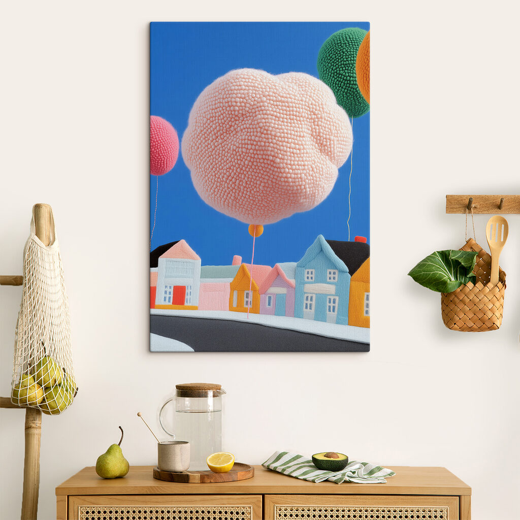 Ballon rose et maisonnettes — intérieur 3