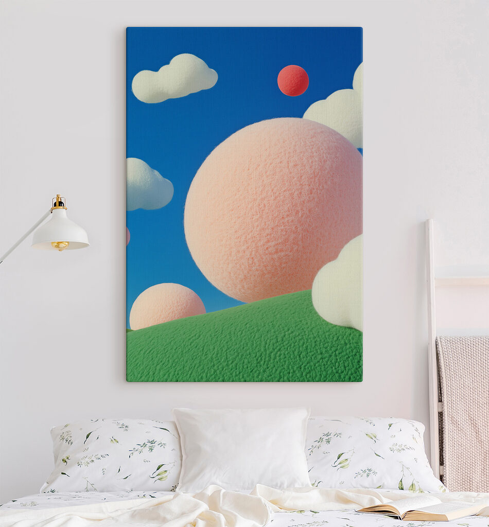 Boules roses sur vert — intérieur 1