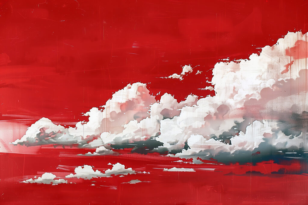 Nuages glissant sur rouge — motif complet
