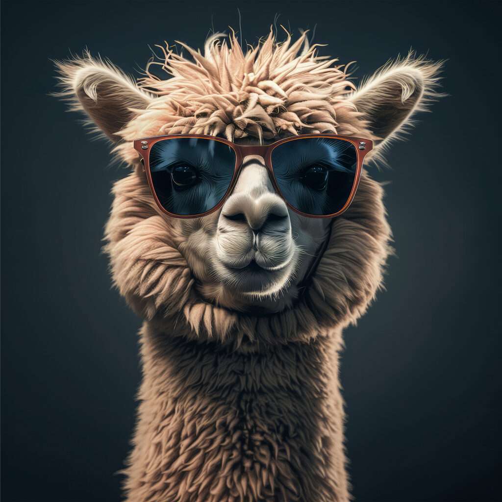 Lama aux lunettes noires — motif complet