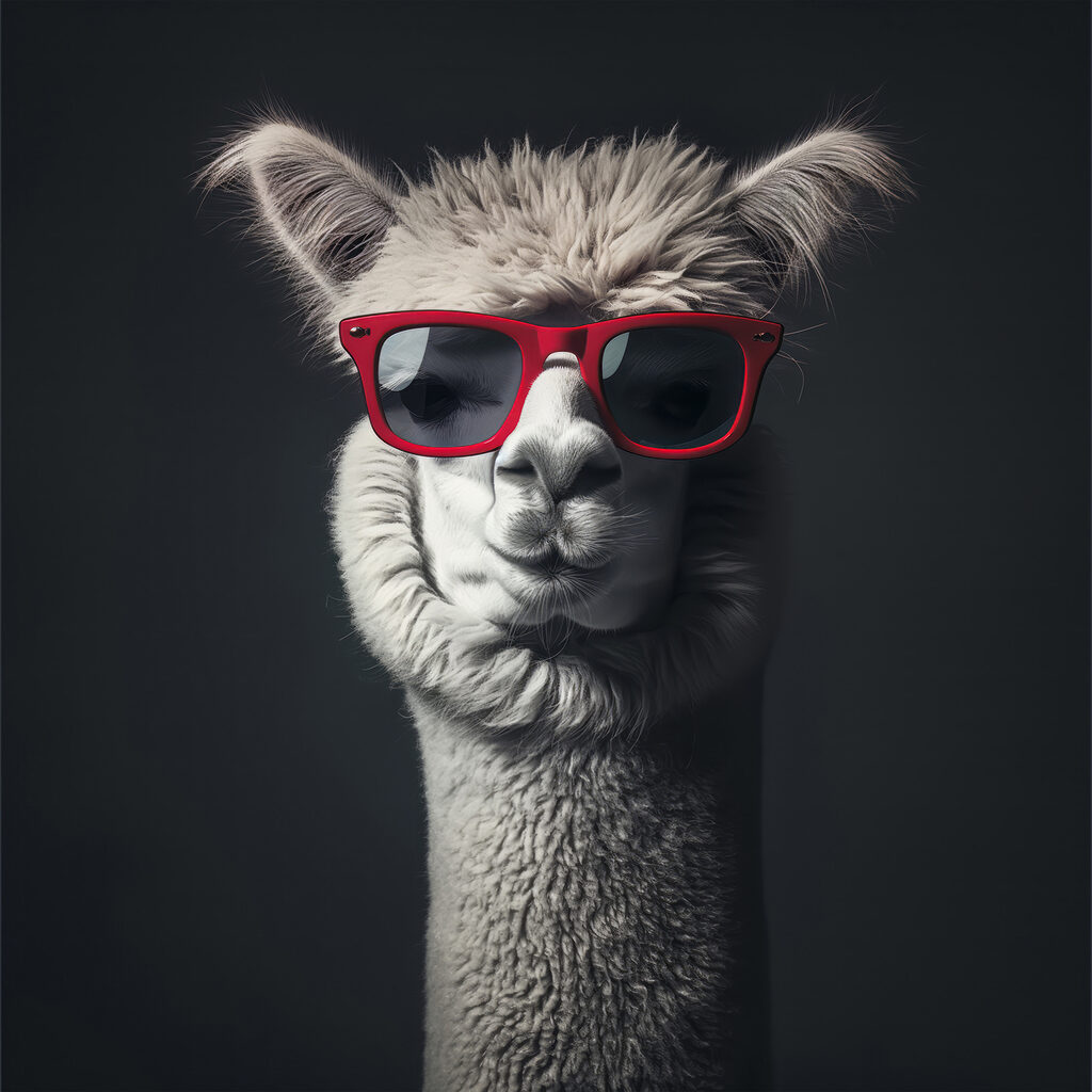 Lama aux lunettes rouges — motif complet
