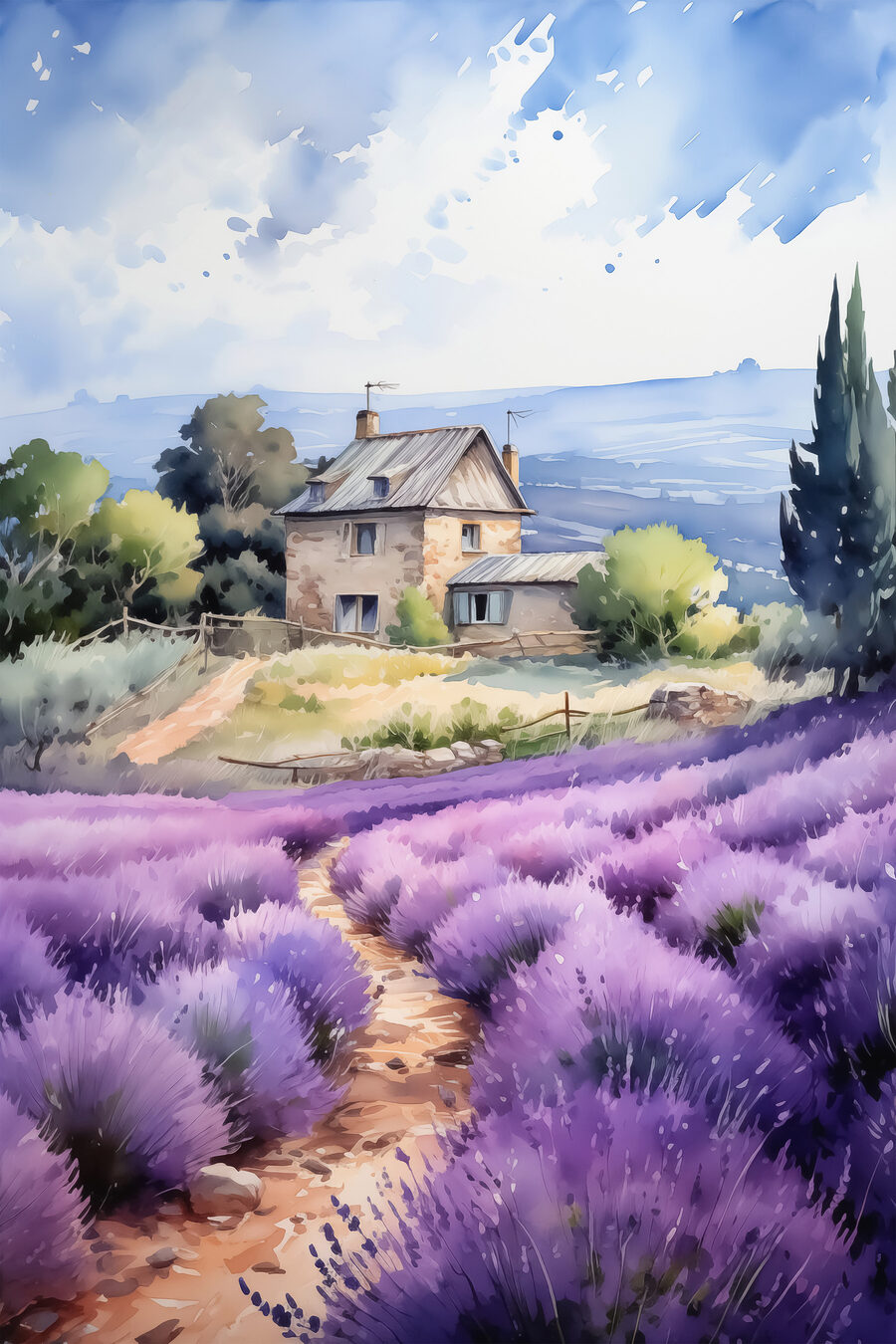 Chemin de lavande — motif complet
