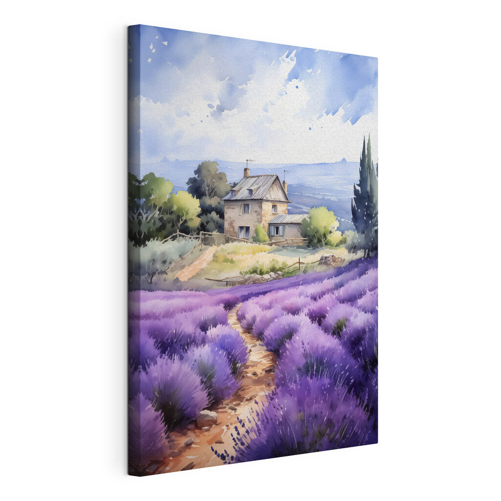 Chemin de lavande, toile tendue et bord enveloppé
