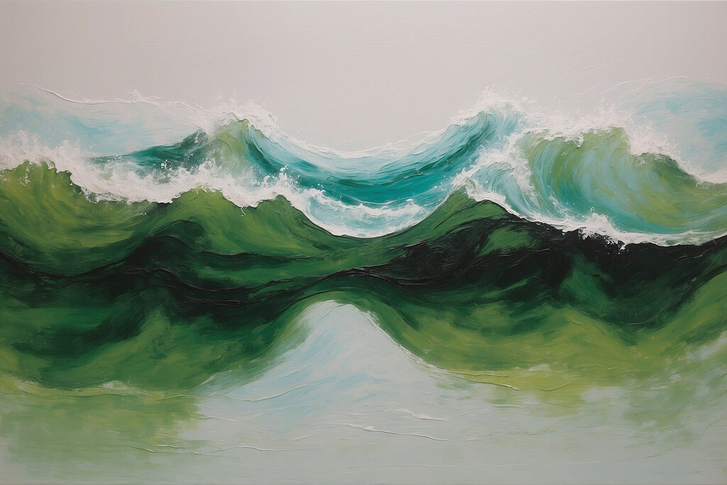 Vagues vertes et écume — motif complet
