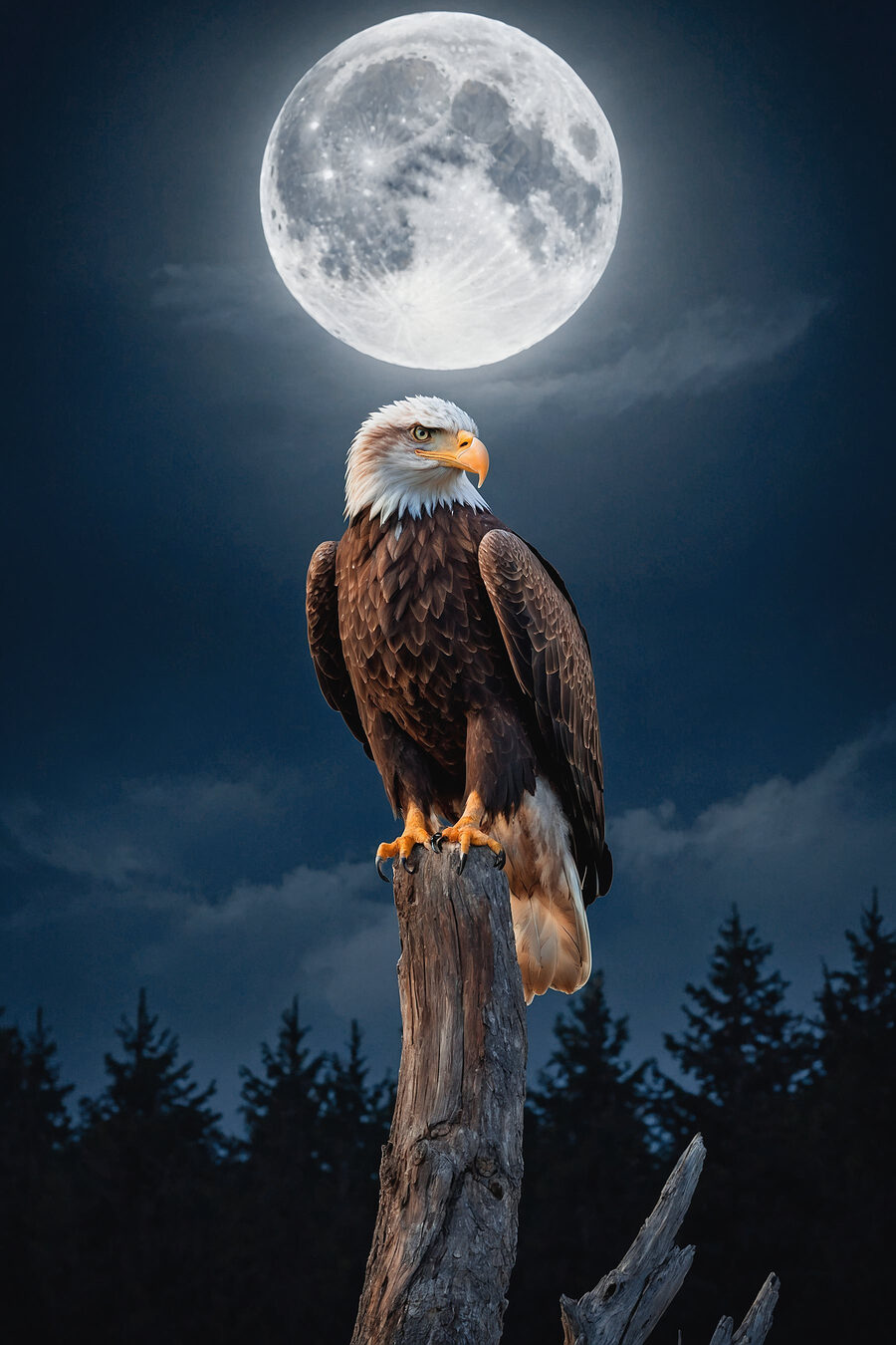 Aigle et pleine lune — motif complet