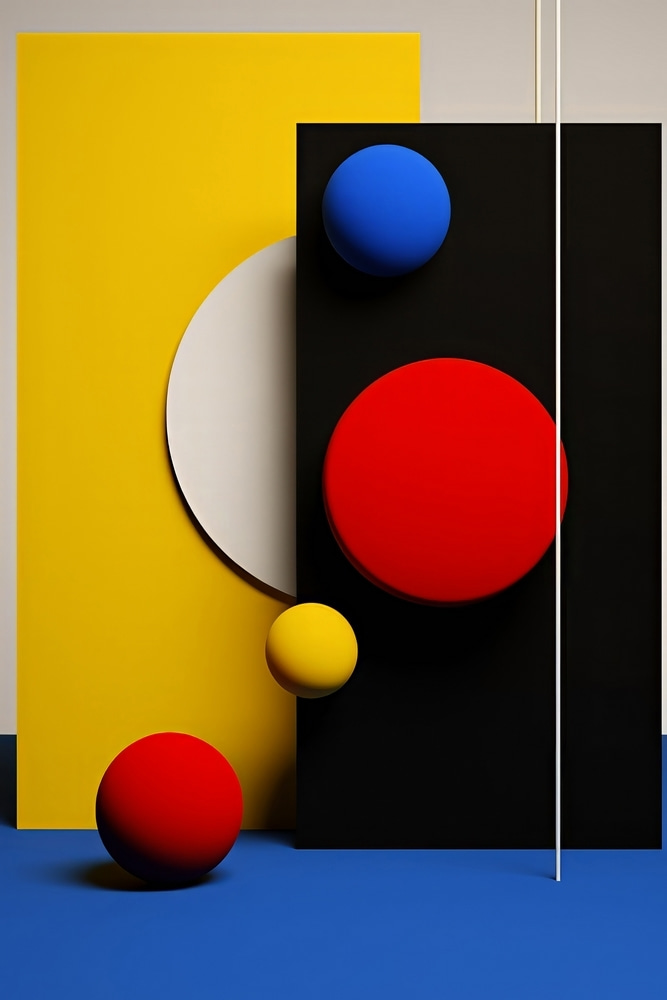 Sphères et couleurs primaires — motif complet