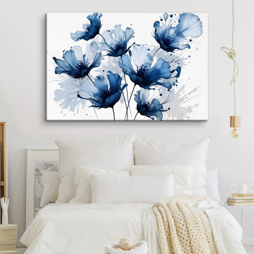 Fleurs bleues à l’encre — intérieur 2