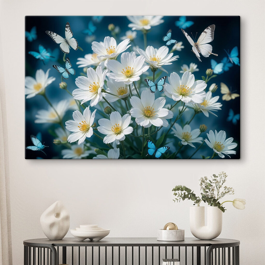 Papillons et fleurs blanches — intérieur 2