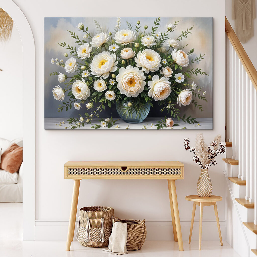 Vase de roses blanches — intérieur 1