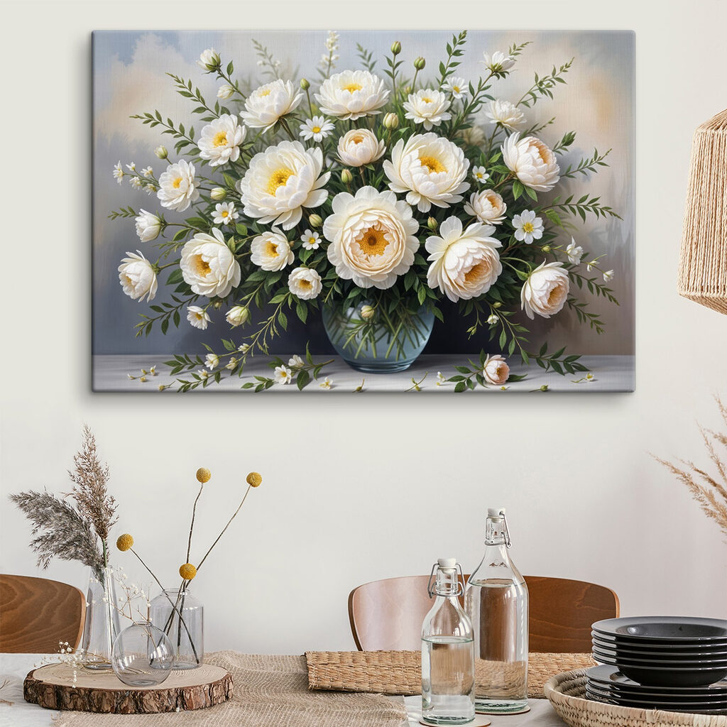 Vase de roses blanches — intérieur 2