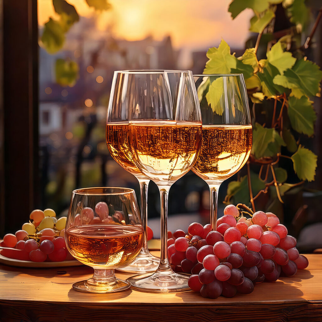 Trois verres au couchant — motif complet