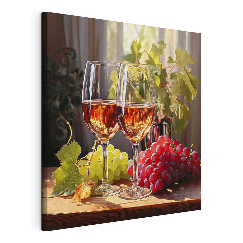 Vin à la fenêtre, toile tendue et bord enveloppé