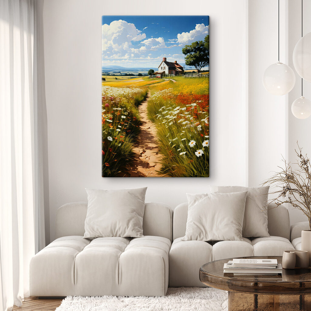 Par les prés fleuris dans un intérieur