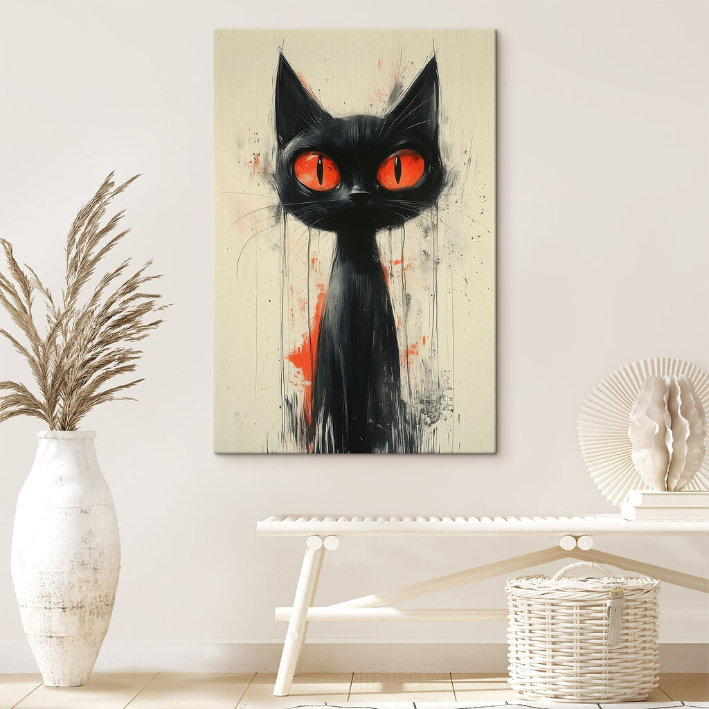 Chat noir élancé — intérieur 2
