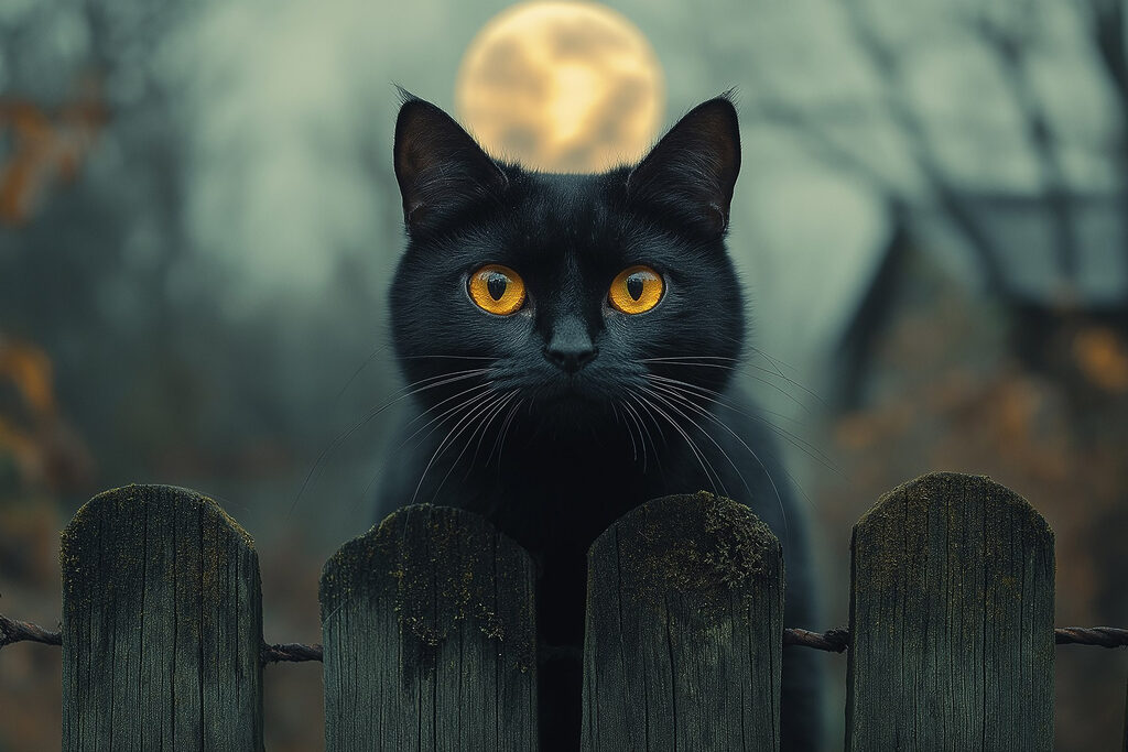 Chat derrière la barrière — motif complet