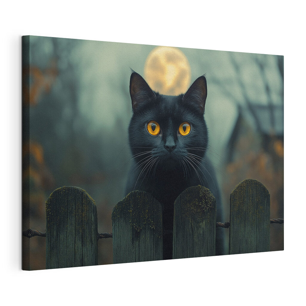 Chat derrière la barrière, toile tendue et bord enveloppé