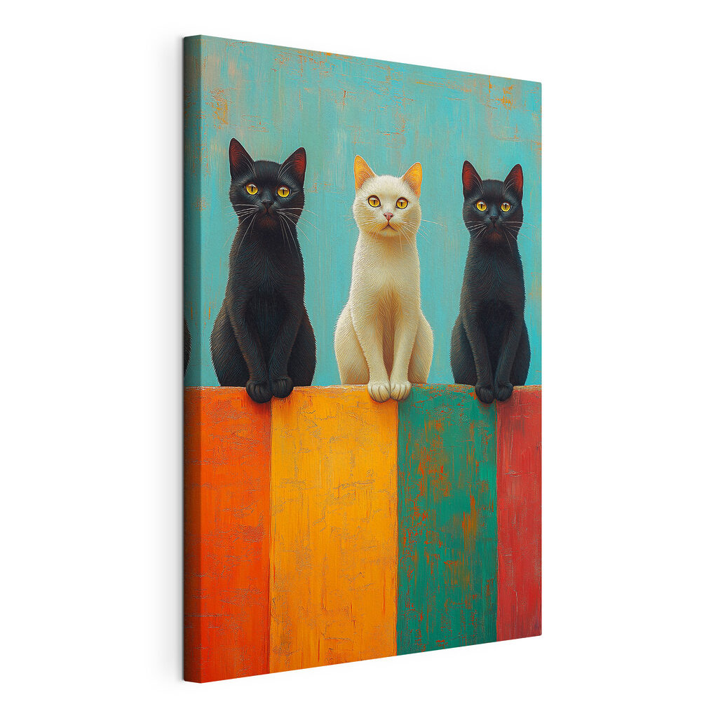 Trois chats alignés — vue du produit