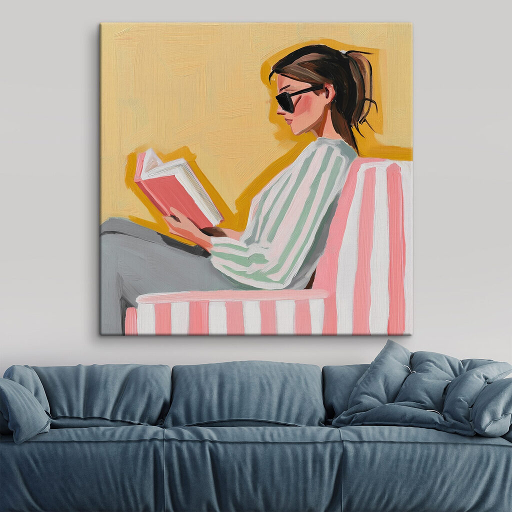 Lecture à rayures roses — intérieur 1