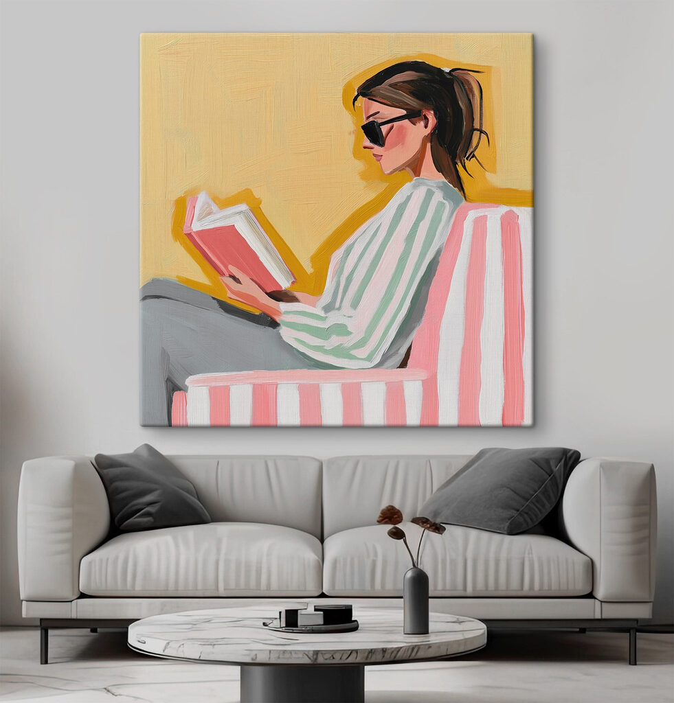 Lecture à rayures roses — intérieur 2